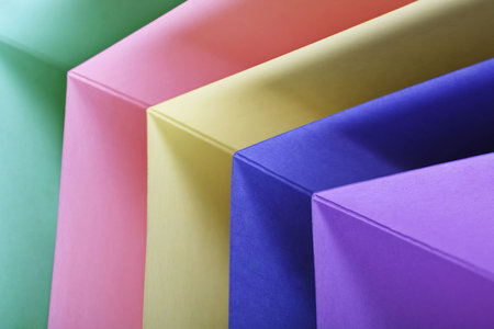 sheets of coloured notelet cardsの写真素材