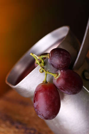 still life of a drinking jug with red wineの写真素材