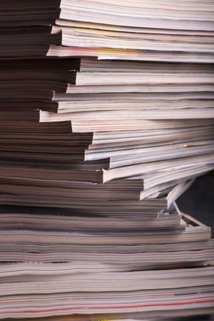 pile of old used magazines ready to recycle