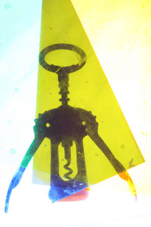 corkscrew behind coloured gelsの写真素材