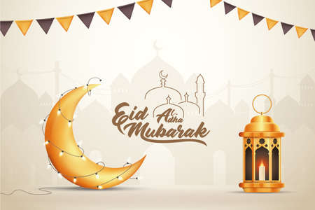 Beautilful Eid-al-adha Eid Mubarak Greetings Vector Illustration Backgroundのイラスト素材