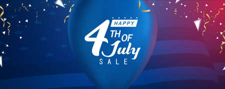 Happy 4th of July Sale, Happy Independent Day Sale Bannerのイラスト素材
