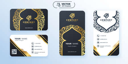 New VIP Double-sided Modern Business Card Vector Template Design, vertical and horizontal layoutのイラスト素材