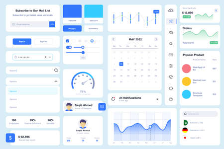 Web Dashboard UI Component Kit Elements Design Vectorのイラスト素材