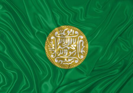 Rohingya flag waving in the wind. Flag of the Rohingya as a patriotic background. Close upの写真素材