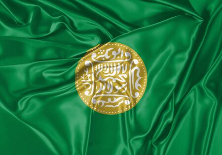 Rohingya flag waving in the wind. Flag of the Rohingya as a patriotic background. Close upの写真素材