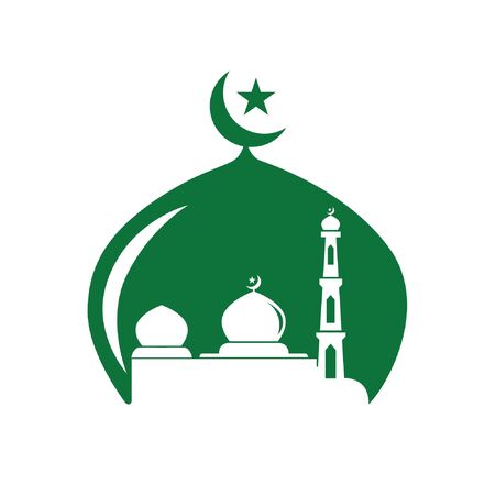 Islamic template, stencil, pattern, grey mosque, icon, isolated on white background. Vector.のイラスト素材