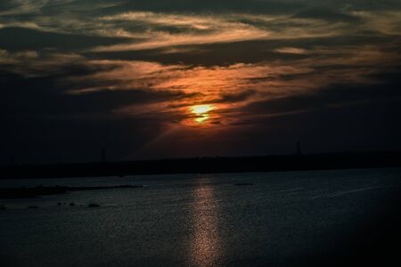 Beautiful sunset above the seaの写真素材