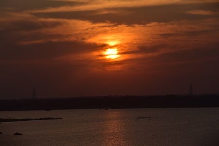 Beautiful sunset above the seaの写真素材