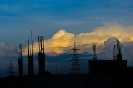 Landscape sunset with dramatic clouds.の写真素材