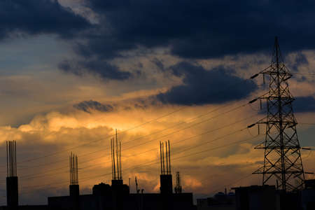 Landscape sunset with dramatic clouds.の写真素材