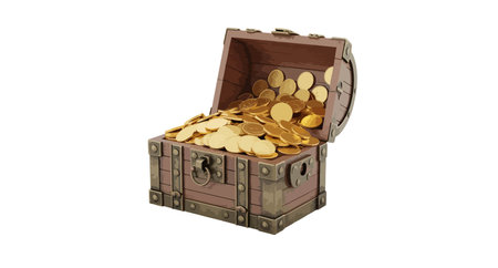 Treasure chest filled with gold coinsのイラスト素材