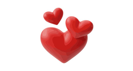 Three red hearts on white backgroundのイラスト素材