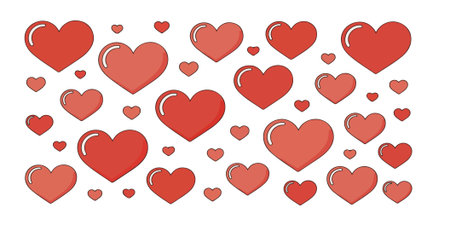 Pattern of assorted red heart shapesのイラスト素材