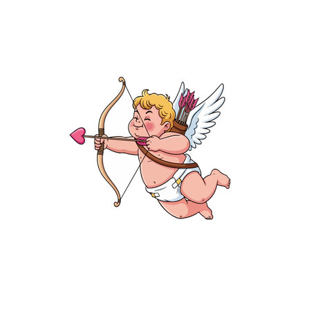 Cupid illustration with bow and heart arrowのイラスト素材