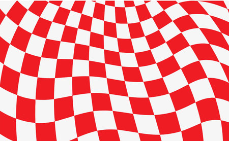 Wavy Red Checkered Patternのイラスト素材