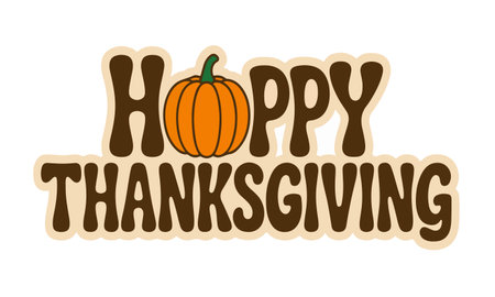 Hoppy thanksgiving with pumpkin illustrationのイラスト素材