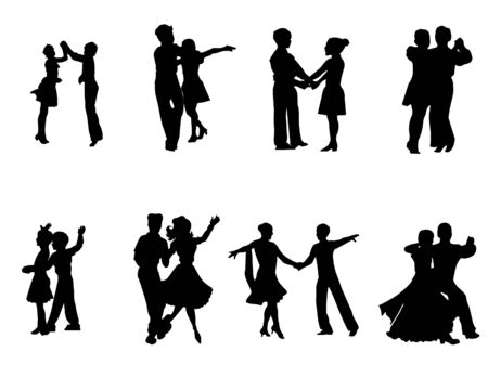 Silhouettes of dancing peopleのイラスト素材
