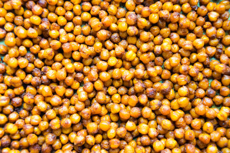 Food background, tasty chickpeas on top of flatlay.の写真素材