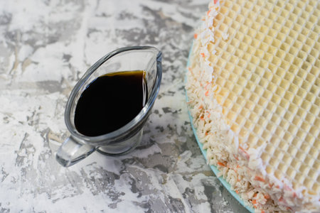 Delicious appetizer cake with soy sauce.の写真素材