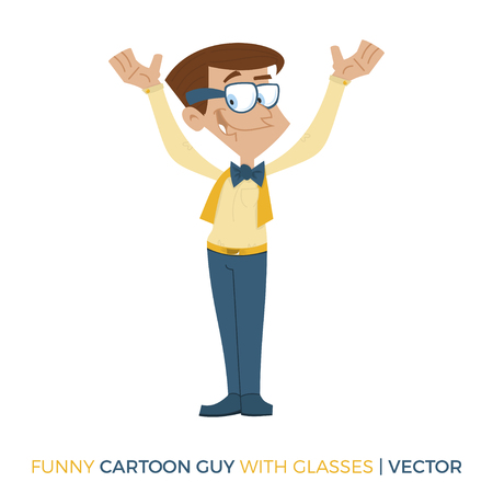 funny cartoon guy flatのイラスト素材