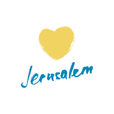 Jerusalem greetings hand lettering. Calligraphyのイラスト素材