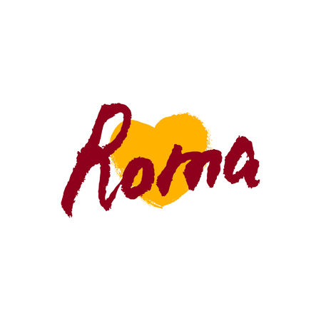 Roma. Hand drawn lettering background. Ink illustration. Modern brush calligraphy. Isolated on white background.のイラスト素材