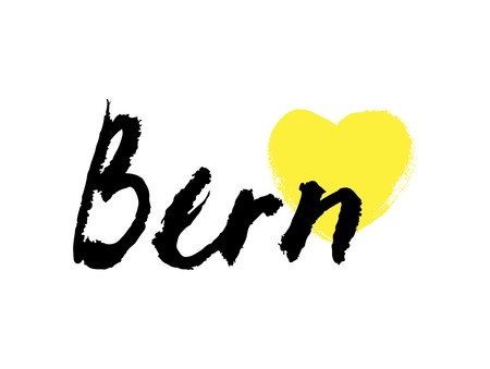 Bern in Switzerland. Hand drawn lettering background. Ink illustration. Modern brush calligraphy. Isolated on white background.のイラスト素材