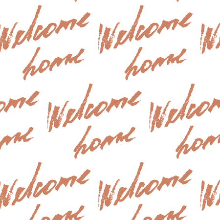 Welcome home card or poster. Hand drawn lettering. Modern calligraphy. Artistic text. Ink illustration. Pattern.のイラスト素材