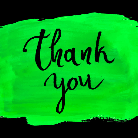 Thank you card, ink hand lettering. Abstract marker shape.のイラスト素材