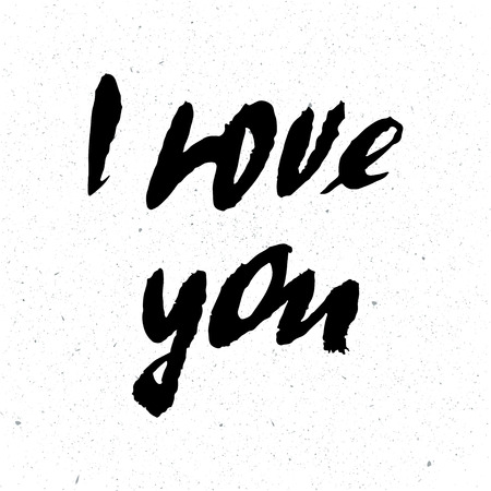 I love you. Greeting card for Valentines day. Hand drawn design elements. Black and white.のイラスト素材