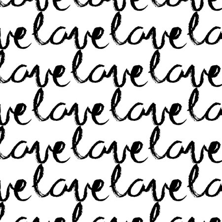 I love you. Greeting card for Valentines day. Hand drawn design elements. Black and white.のイラスト素材