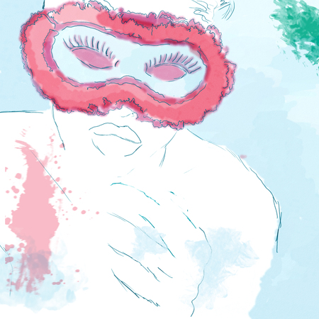 Illustration of girl with maskの写真素材