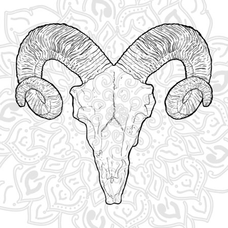 Tattoo design, mystic symbol. New school dotwork. Boho design. Print, posters, t-shirts and textilesのイラスト素材