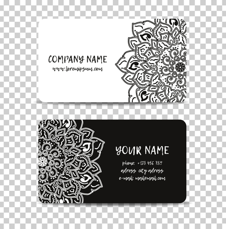 Business card vector. Vintage decorative elements mandalaのイラスト素材