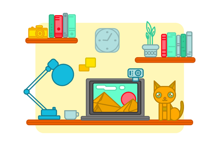 Illustration of modern.Flat minimalistic. Style Creative office workspaceのイラスト素材