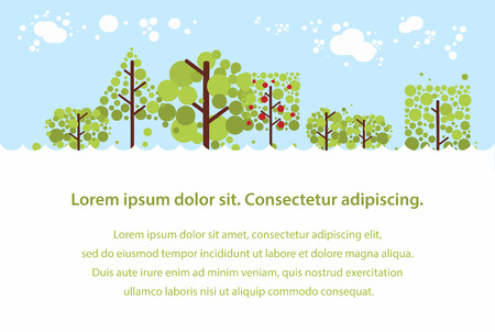Summer forest flat background. Simple landscape for your design.のイラスト素材