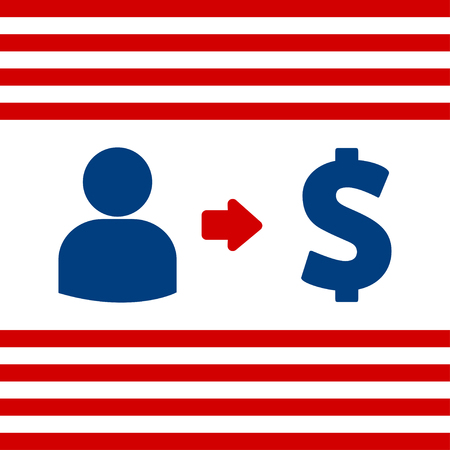 Vector user earnings icon with currency user-interface, vector illustration.のイラスト素材