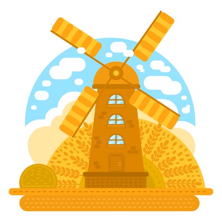 Wind mill vector illustration. For logotype, label, badges, poster web iconのイラスト素材