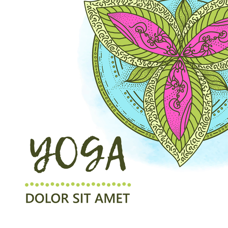 Vintage template design vector illustration of international yoga day. Oriental pattern, vector illustration.のイラスト素材