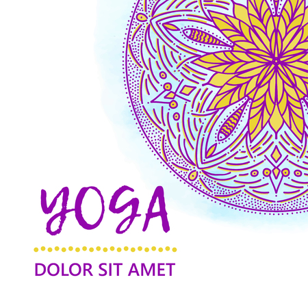 Vintage template design vector illustration of international yoga day. Oriental pattern, vector illustration. Islam, Arabic Indian turkishのイラスト素材