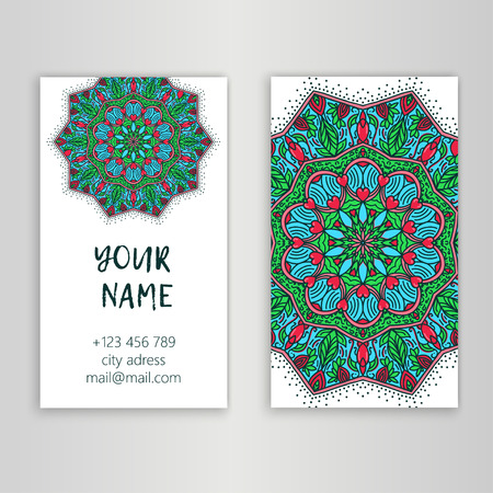 Vintage decorative elements. Business Cards. Ornamental floral. Oriental pattern, vector illustration. Islam, Arabic Indian turkishのイラスト素材