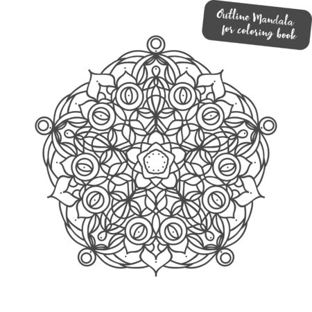 Outline Mandala for coloring book. Decorative round ornament. Anti-stress therapy pattern. Weave design element.のイラスト素材