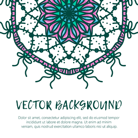 Round flower ornament. Decorative vintage print. Luxury floral weaveのイラスト素材