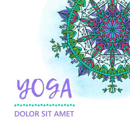 Vintage template design vector illustration of international yoga day. Oriental pattern, vector illustration. Islam, Arabic Indian turkishのイラスト素材