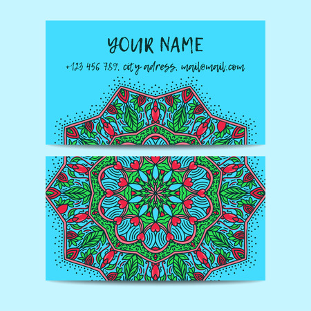 Vintage decorative elements. Business Cards. Ornamental floral. Oriental pattern, vector illustration. Islam, Arabic Indian turkishのイラスト素材
