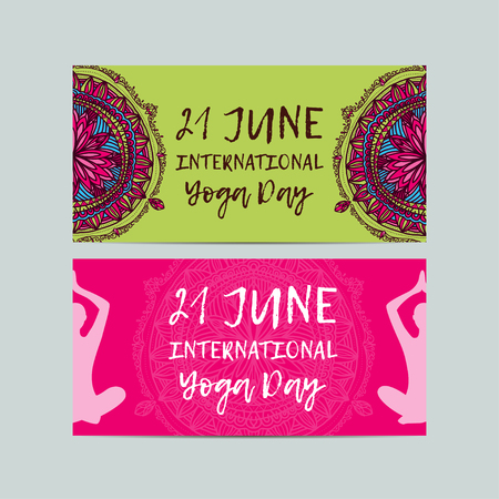 Vintage template design vector illustration of international yoga day. Oriental pattern, vector illustration. Islam, Arabic Indian turkishのイラスト素材