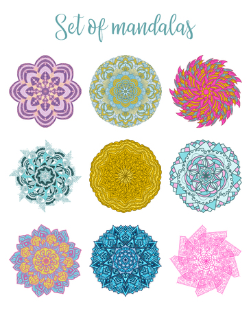 Mandala Vector Design Elements. Round ornament decoration. Colorful flower patterns.のイラスト素材
