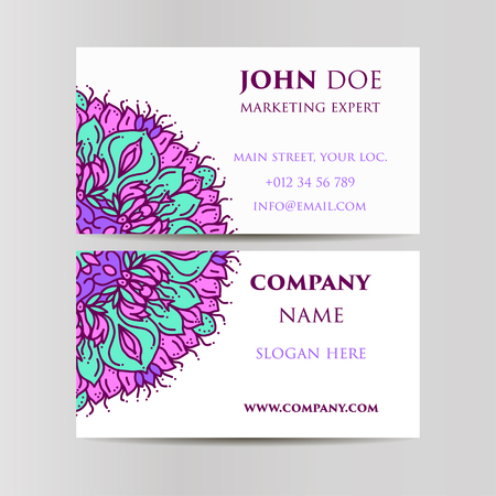 Business Cards. Ornamental floral. Oriental pattern, vector illustration. Islam, Arabic Indian turkish motifsのイラスト素材