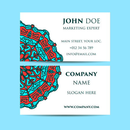 Vintage decorative elements. Business Cards. Ornamental floral. Oriental pattern illustration. Islam, Arabic Indian turkish motifsのイラスト素材